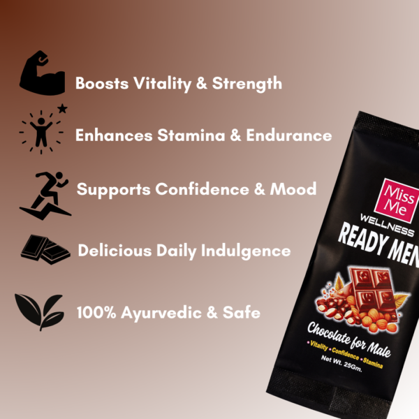 Miss Me Wellness Ready Men Chocolate for Male – Vitality, Confidence & Stamina (25g)
