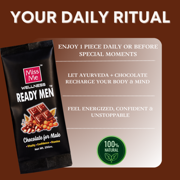 Miss Me Wellness Ready Men Chocolate for Male – Vitality, Confidence & Stamina (25g)